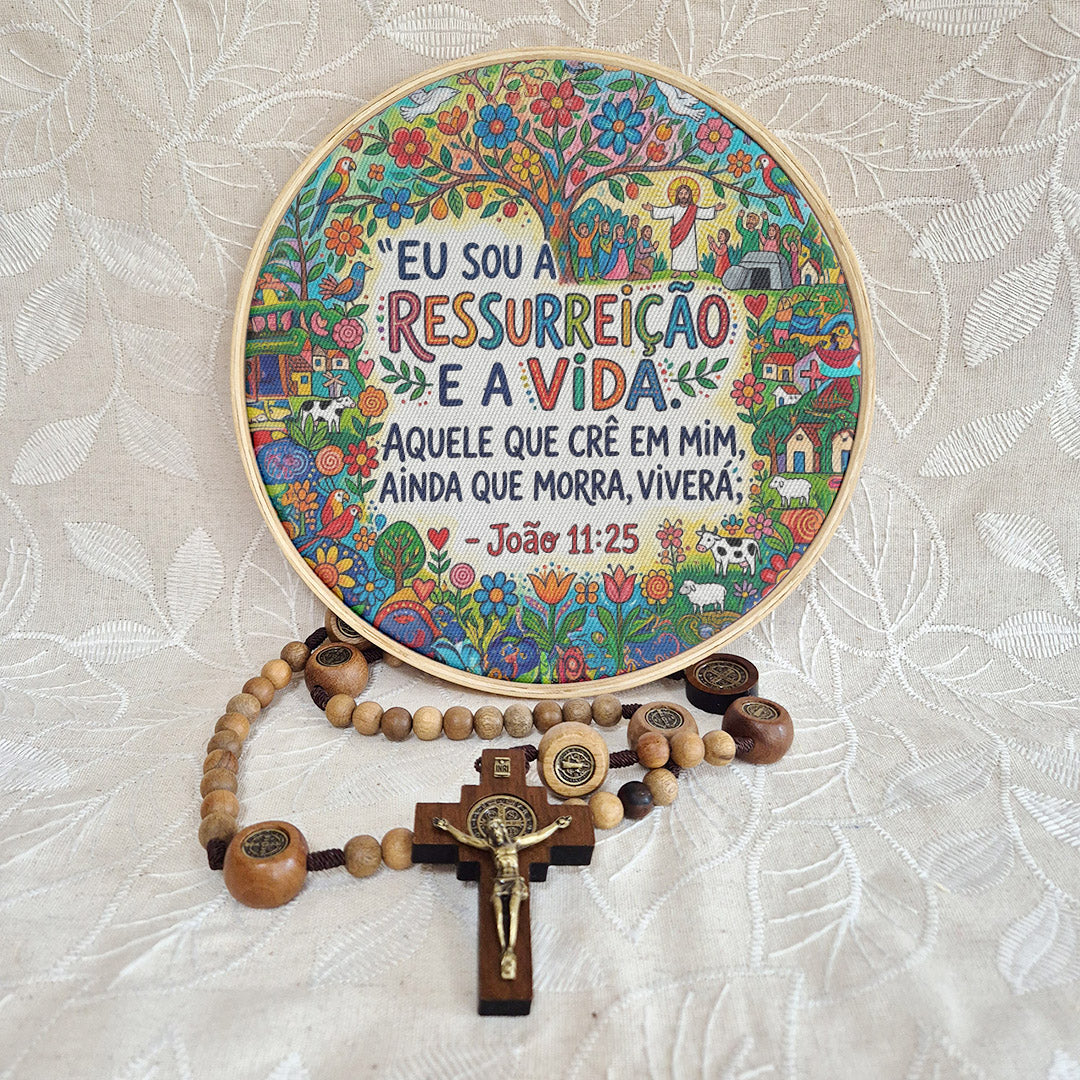 Quadro Frases de Fé - Eu sou a ressureição e a vida João 11:25