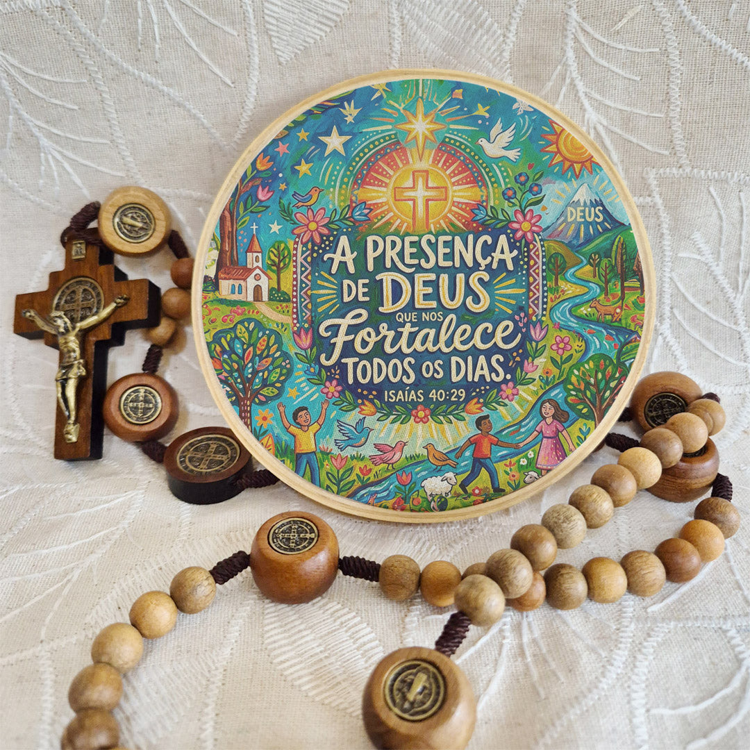 Quadro Frases de Fé - A presença de Deus que nos fortalece todos os dias Isaias 40:29