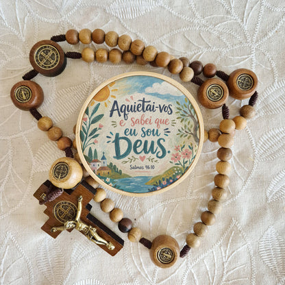 Quadro Frases de Fé - Aquietai-vos e sabei que eu sou Deus Salmo 46:10
