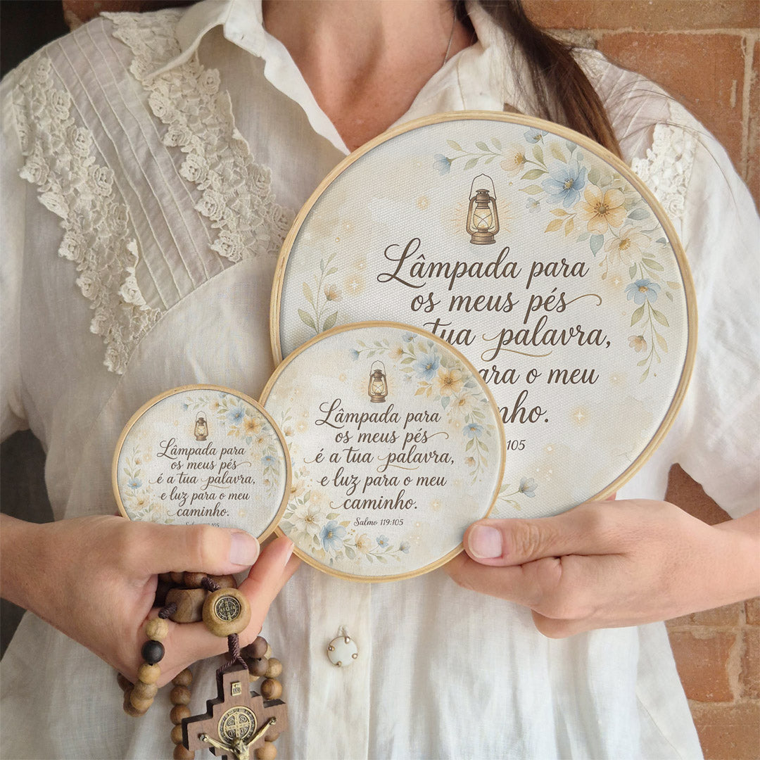 Quadro Frases de Fé - Lâmpada para os meus pés Salmo 119:105