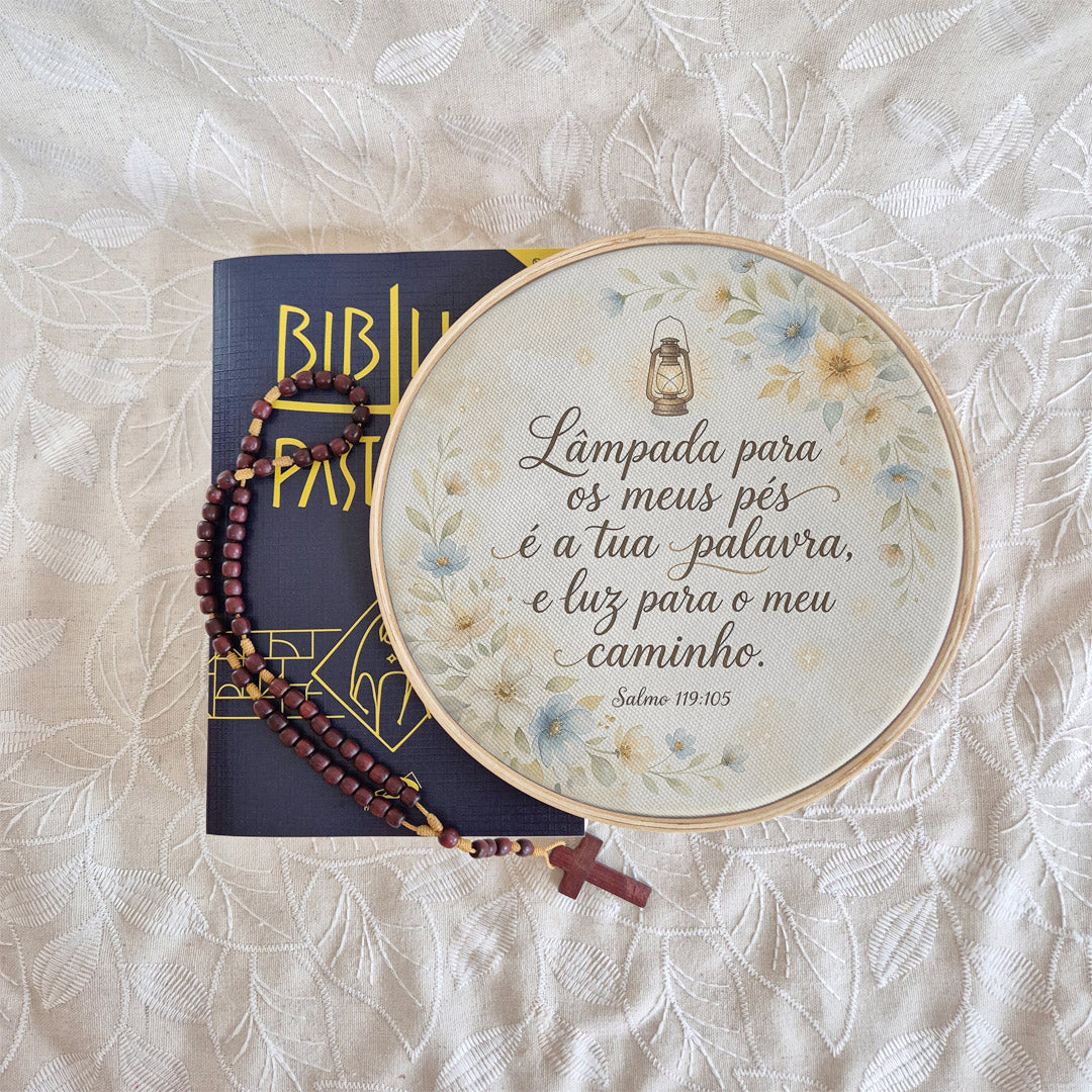 Quadro Frases de Fé - Lâmpada para os meus pés Salmo 119:105
