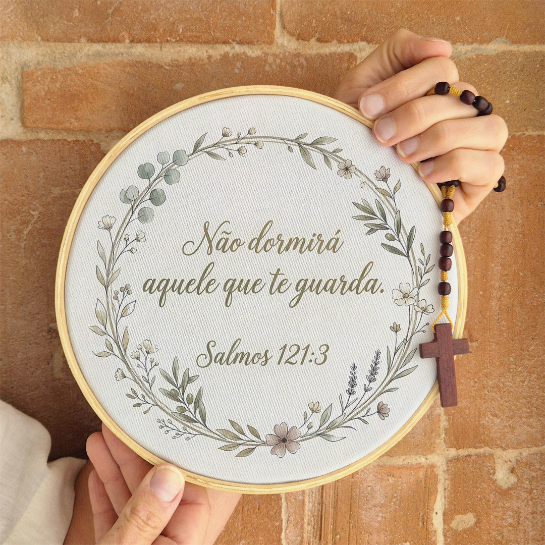 Quadro Frases de Fé - Não dorme o que te guarda Salmo 121:3