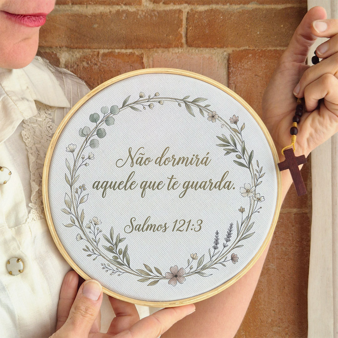 Quadro Frases de Fé - Não dorme o que te guarda Salmo 121:3