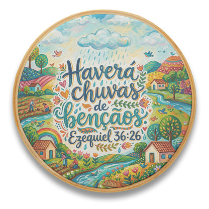 Quadro Frases de Fé - Haverá chuvas de bênçãos. Ezequiel 36:26