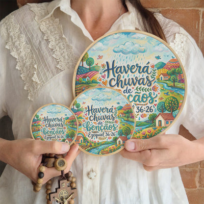 Quadro Frases de Fé - Haverá chuvas de bênçãos. Ezequiel 36:26