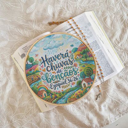 Quadro Frases de Fé - Haverá chuvas de bênçãos. Ezequiel 36:26