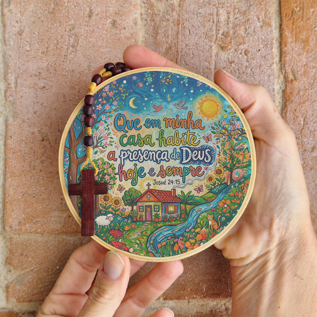 Quadro Frases de Fé - Que em minha casa habite a presença de Deus Josué 24:15