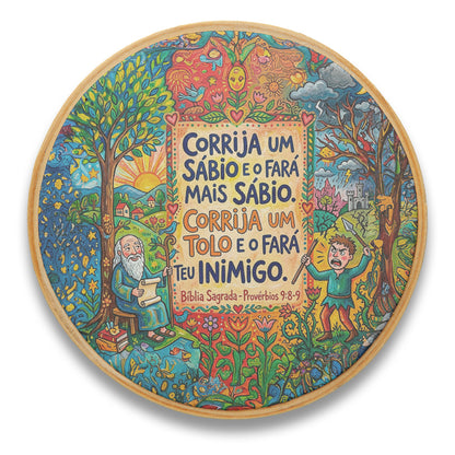 Quadro Frases de Fé - Corrija um sábio Provérbio 9:8-9