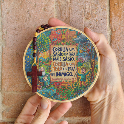 Quadro Frases de Fé - Corrija um sábio Provérbio 9:8-9