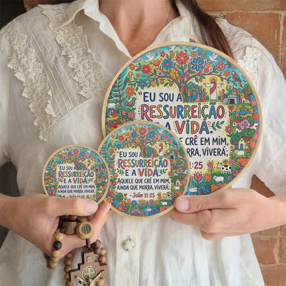 Quadro Frases de Fé - Eu sou a ressureição e a vida João 11:25