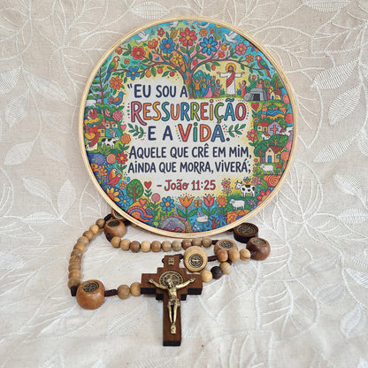 Quadro Frases de Fé - Eu sou a ressureição e a vida João 11:25