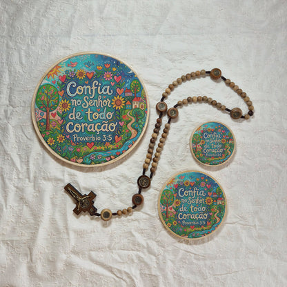 Quadro Frases de Fé - Confia no Senhor de todo coração Provérbio 3:5