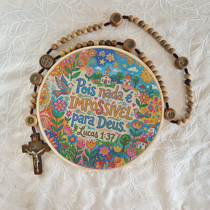 Quadro Frases de Fé - Pois nada é impossível para Deus Lucas 1:37