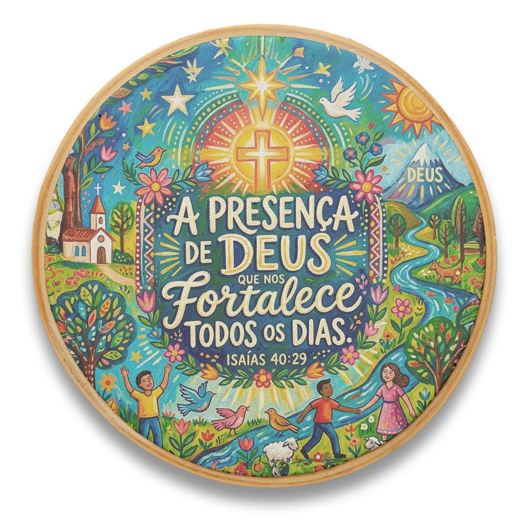 Quadro Frases de Fé - A presença de Deus que nos fortalece todos os dias Isaias 40:29