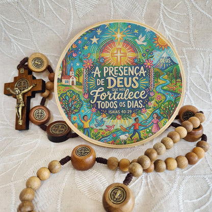 Quadro Frases de Fé - A presença de Deus que nos fortalece todos os dias Isaias 40:29
