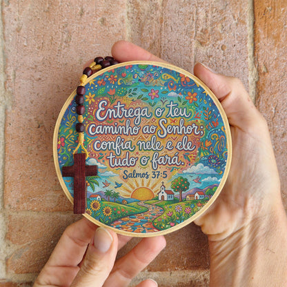 Quadro Frases de Fé - Entrega o teu caminho ao Senhor Salmo 37:5