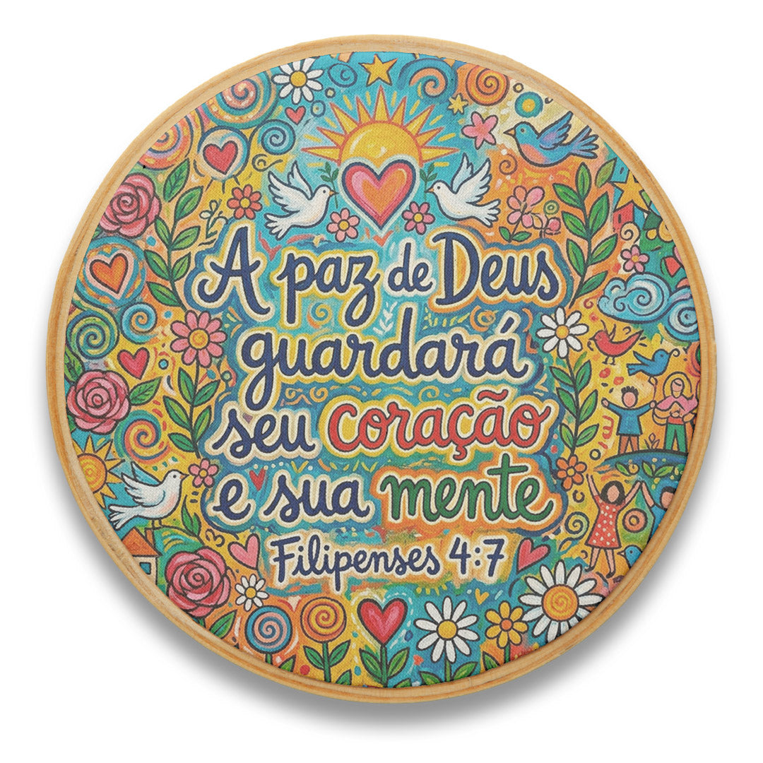 Quadro Frases de Fé - A paz de Deus guardará seu coração e sua mente Filipenses 4:7