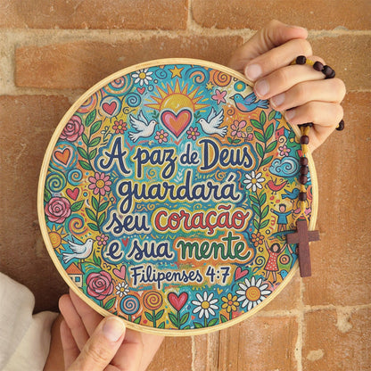 Quadro Frases de Fé - A paz de Deus guardará seu coração e sua mente Filipenses 4:7
