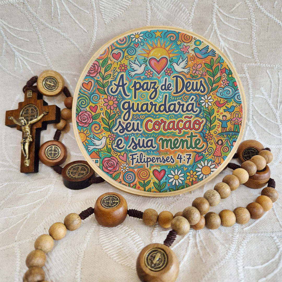 Quadro Frases de Fé - A paz de Deus guardará seu coração e sua mente Filipenses 4:7