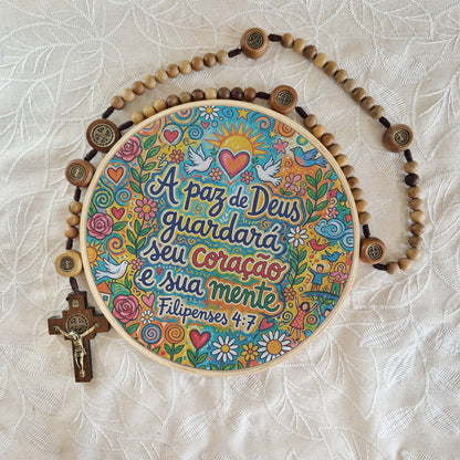 Quadro Frases de Fé - A paz de Deus guardará seu coração e sua mente Filipenses 4:7