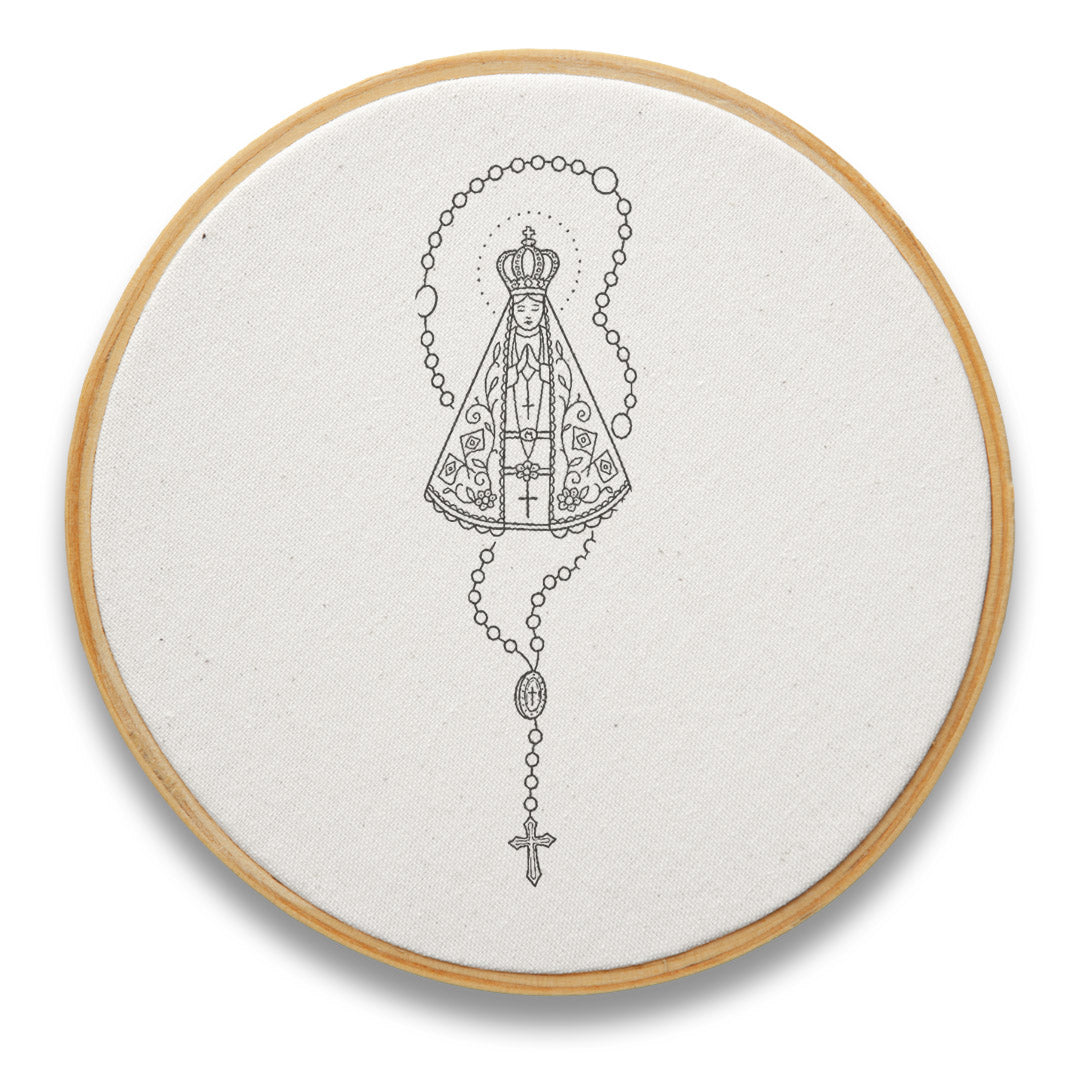 Quadro Aparecida com terço