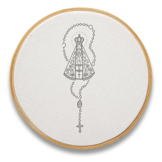 Quadro Aparecida com terço